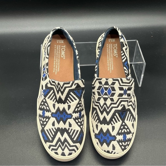 Toms Shoes - TOMS stellar blue mettalic Jacquard slip ons size 6.5